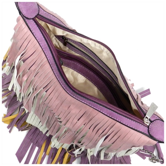 Last One Multi Fringe Shoulder Bag Purple - Picture 6 of 8
